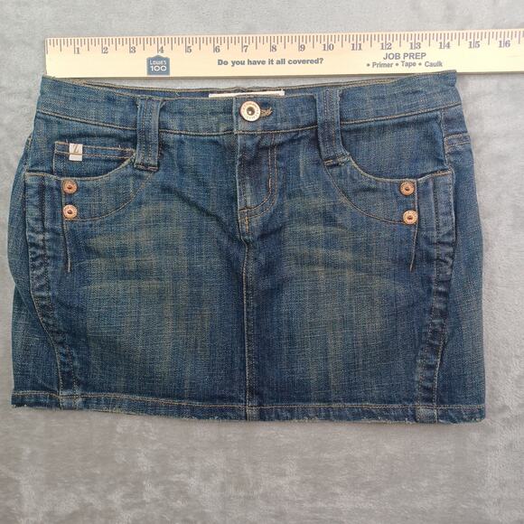 Vintage Y2K Z Cavaricci Distressed Denim Jean Mini Skirt Size 3 Retro Mean Girls - Picture 13 of 14